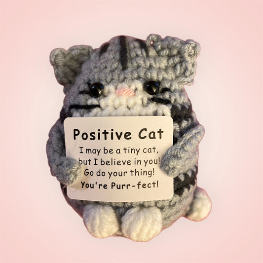 Positive Grey Crochet Cat
