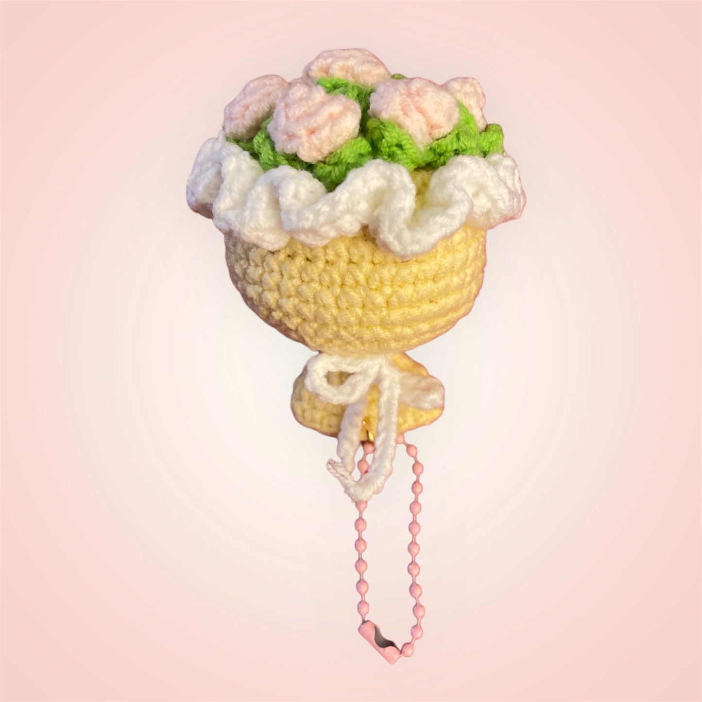 Pink Rose Crochet Bouquet Keyring