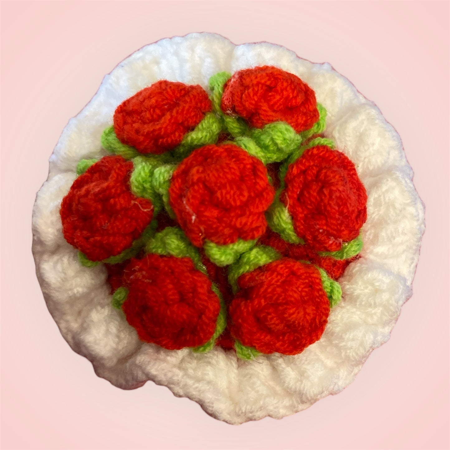 Red Rose Crochet Bouquet keyring
